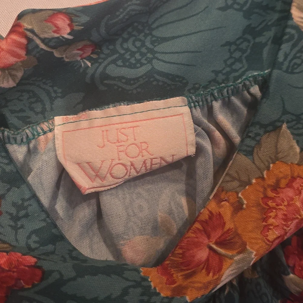 Just For Women VTG‎ Green Pink Floral Nighgown MuuMuu 1X